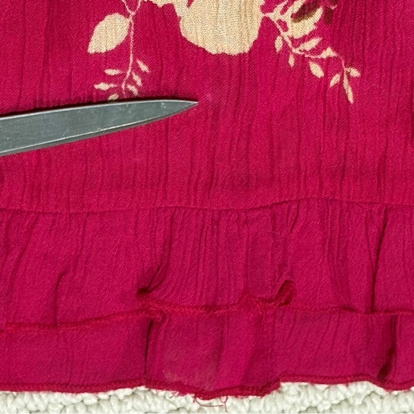 Forbidden womens vibrant boho tiered maxi skirt ruffles vintage gauzy gypsy sz L - Picture 8 of 9